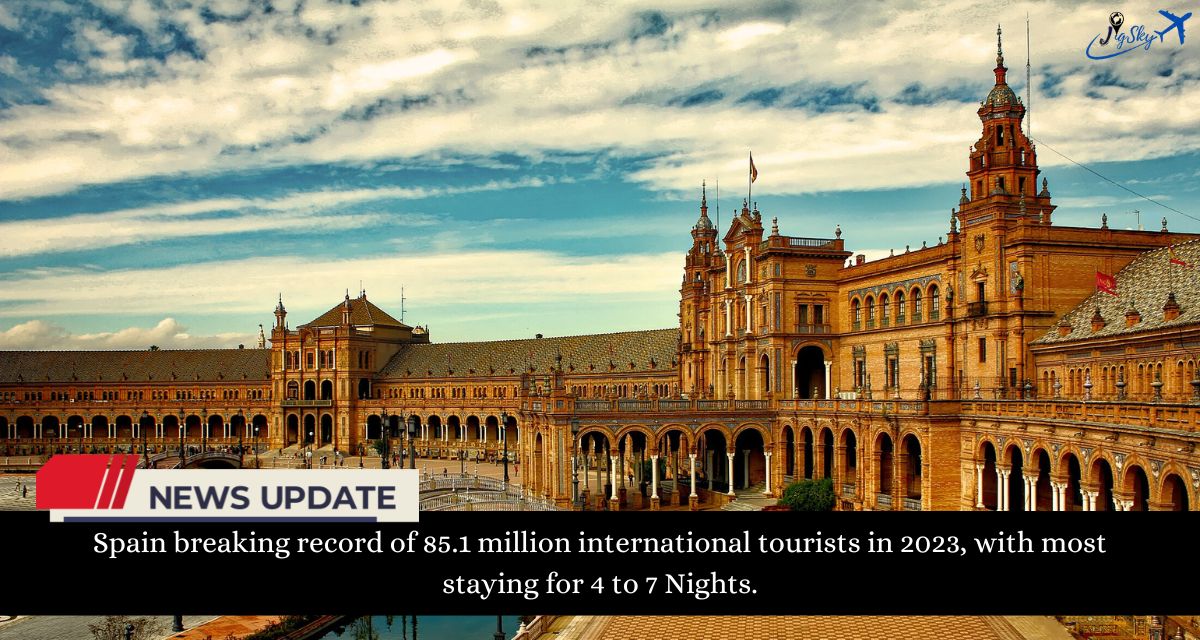 Spain breaking record of 85.1 Million Foreign Tourists in 2023, with most staying for 4 to 7 Nights.